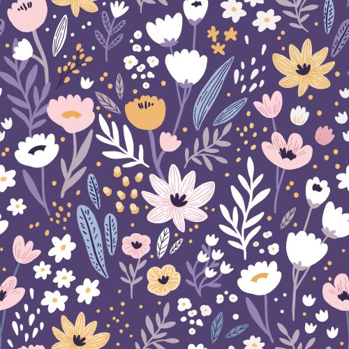 Blumenwiese lila - Bio Jersey / Bio French Terry